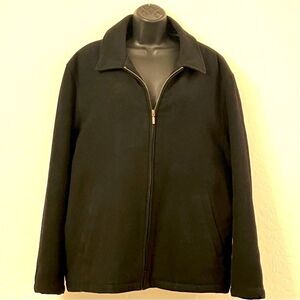 Wilkie Rodriguez Black Wool Cashmere Blend Full Zip Collar Bomber Jacket L